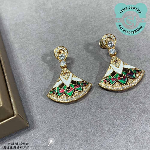 Bulgari B&vlg7ari High-End Camouflage Fan Skirt Earrings
