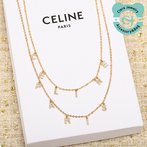 C Double Layer Full Diamond Letter Necklace