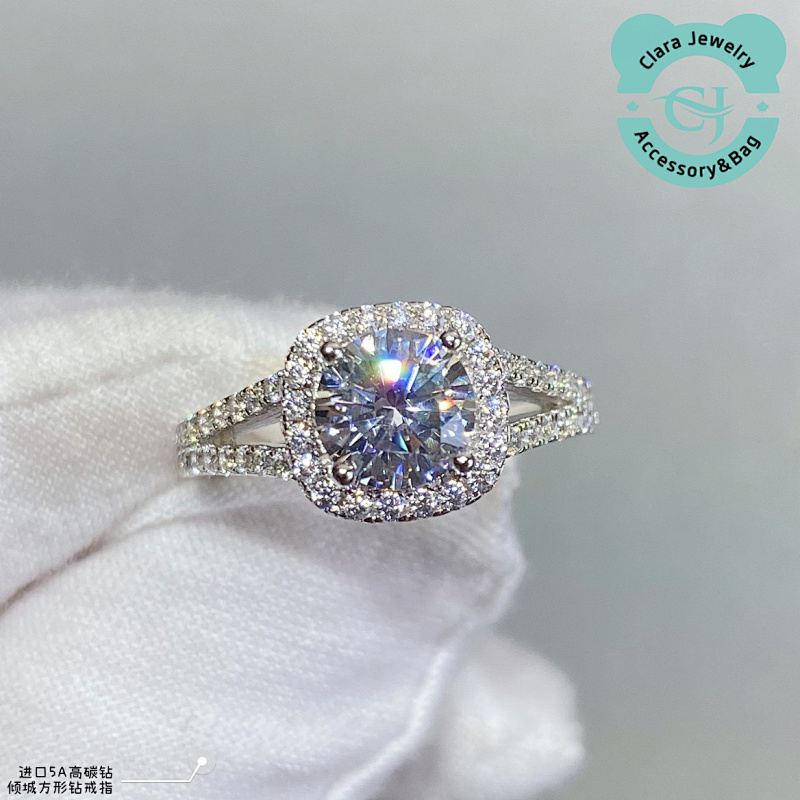 9 2 5 Alluring Square Diamond Ring Imported High Carbon Diamond