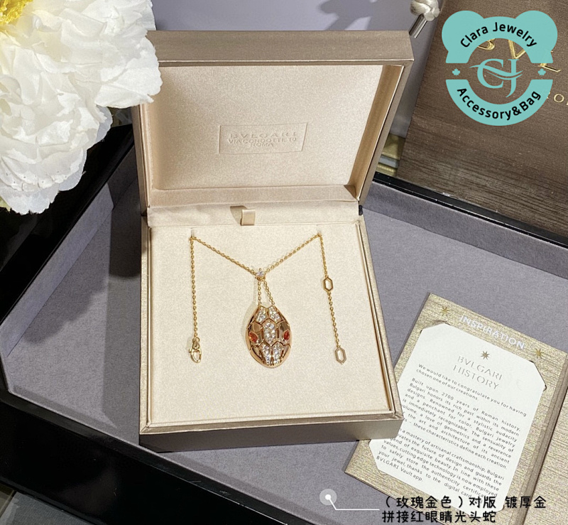 Bulgari B Vlga Ri Patchwork Red-Eyed Bald Snake Necklace