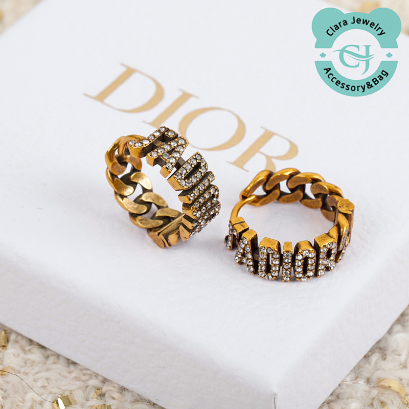 Dior R Full Diamond Hook Earrings