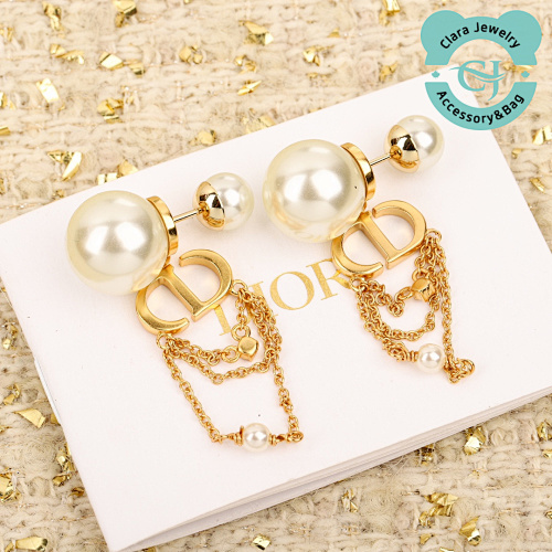 D Cd Three-Layer Tassel Double-Bead Earrings