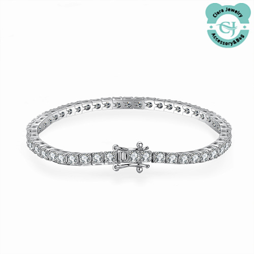 Moissanite Tennis Chain Silver Bracelet