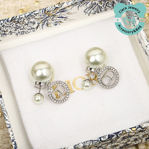 Tribales Round Crystal Cd Double Ball Pearl Stud Earrings