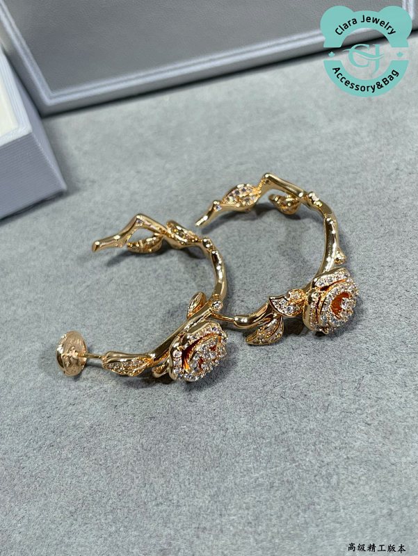 V Gold Plated Dior Rose Earrings