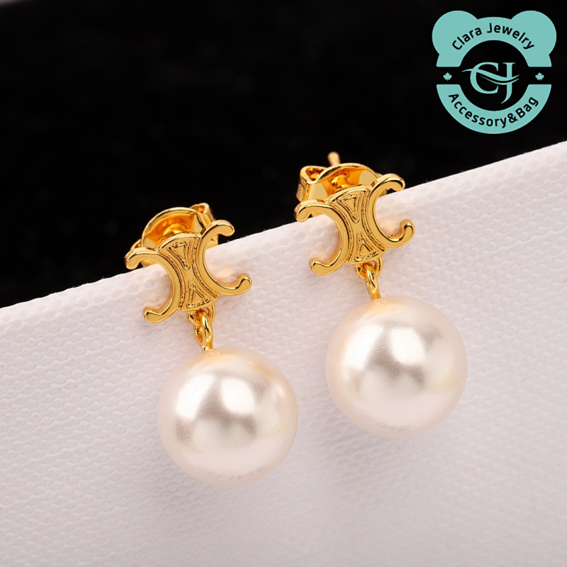 C Arc De Triomphe Bead Diamond Earrings