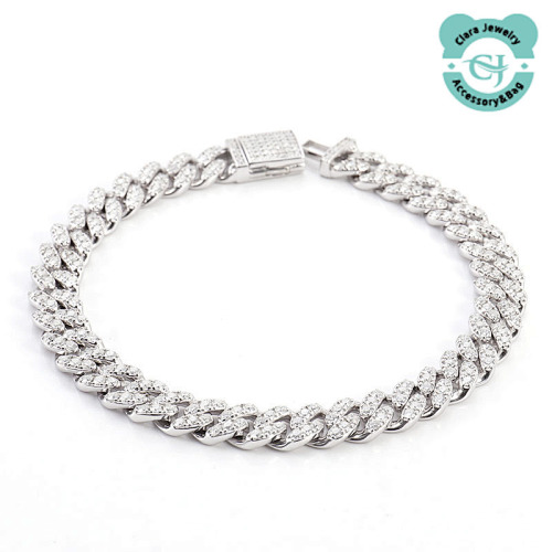 6mm Moissanite Single Row Cuban Bracelet Men