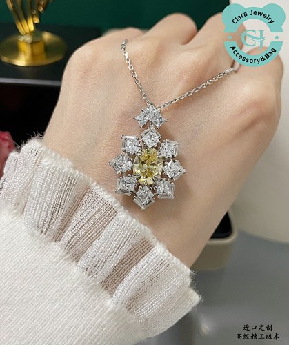 Imported Customized 9 2 5 Artificial Special-Shaped Yellow Diamond Necklace