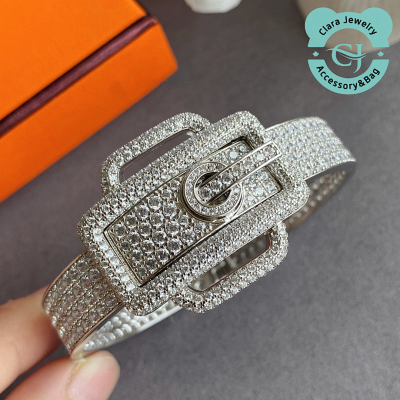 Hermès Hermes Belt Full Diamond Buckle Bracelet