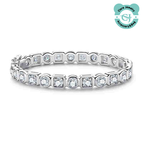 Moissanite Ring Women Silver Single Row Ring Stacking Light Luxury