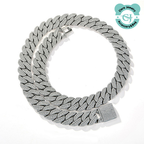 Men's 14mm Triple Row Cuban Necklace With Micro Moissanite Diamonds