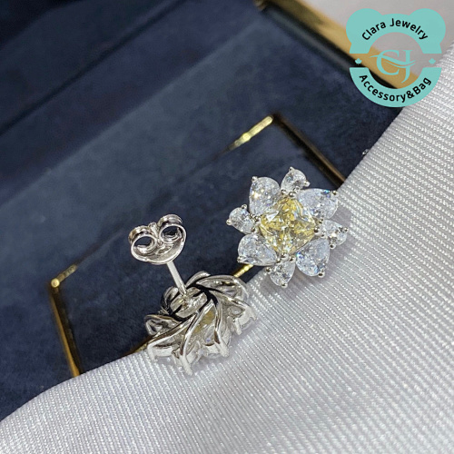 Octagonal Yellow Diamond Earrings