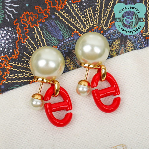 Jadi R Pink Pearl Letter Earrings