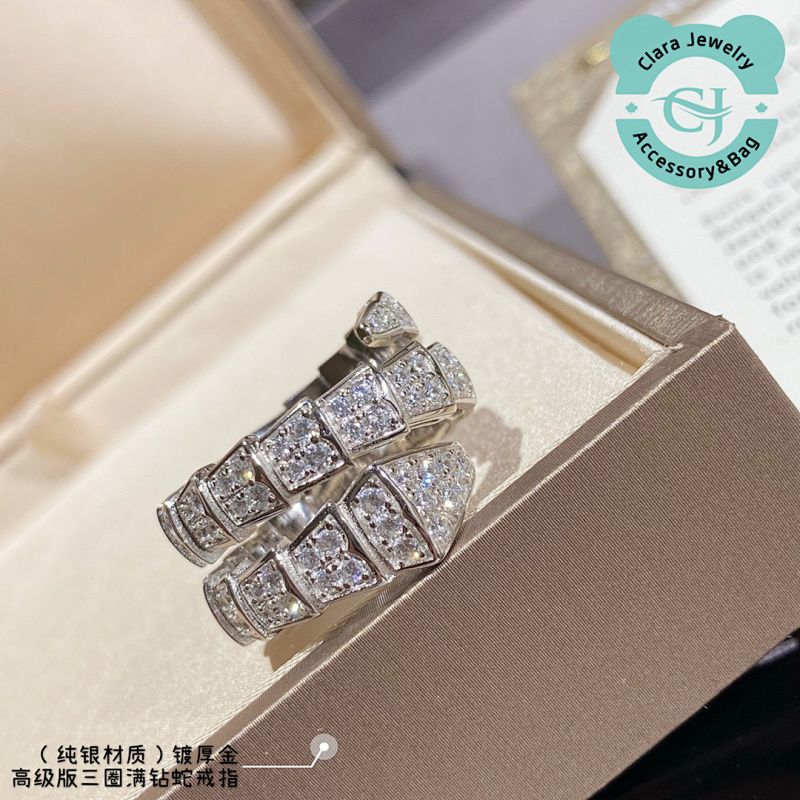 Bulgari 9 2 5 Bvlgari Wide Triple Band Full Diamond Snake Ring
