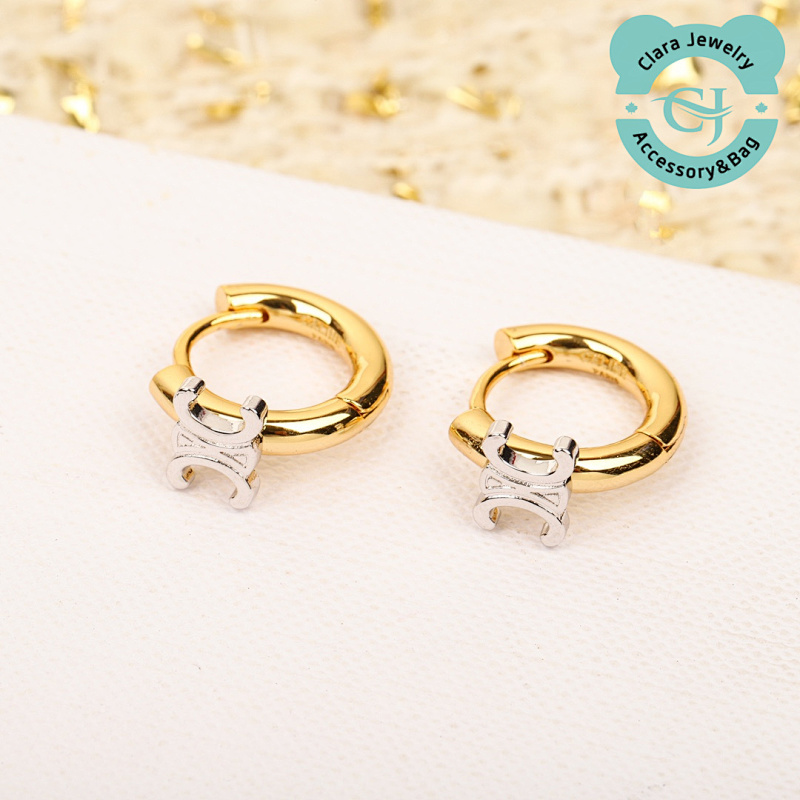 Ccontrast Color Arc De Triomphe Small Hoop Earrings