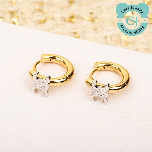 Ccontrast Color Arc De Triomphe Small Hoop Earrings