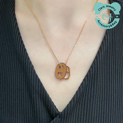 Hermès Hès Genuine Leather Pig Nose Necklace