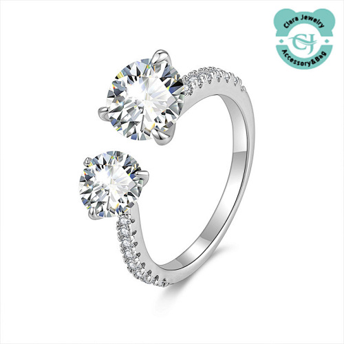 1 Carat 2 Carat Moissanite Open Twin Streamer Ring Fashion Light Luxury Ring