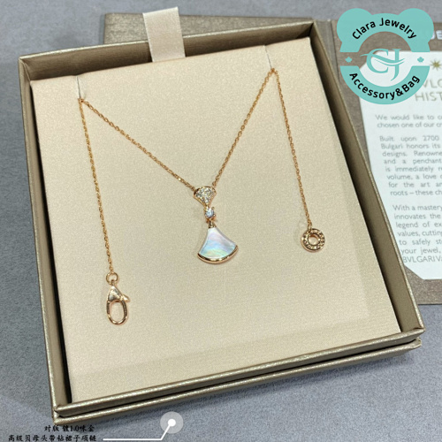 Bulgari B&vlg&ri Premium White Mother-Of-Pearl Headband Diamond Fan-Shaped Skirt Necklace