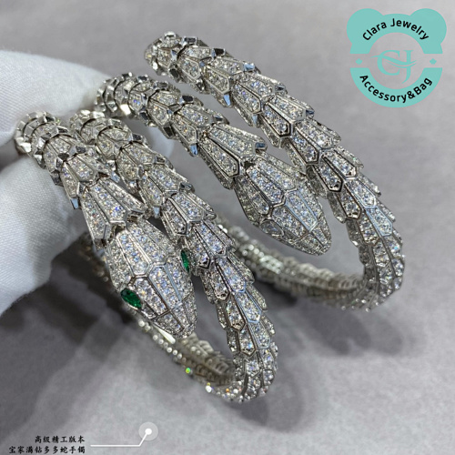 Bulgari Bv&lga7ri High-End Diamond-Filled Multi-Snake Bracelet