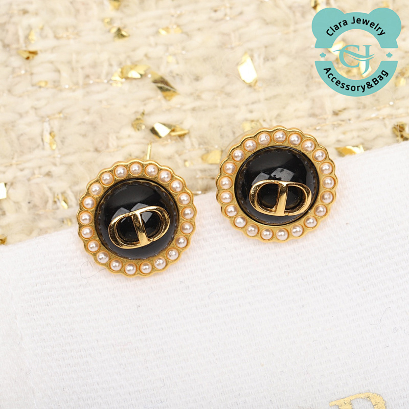 D Or Gemstone Pearl Earrings