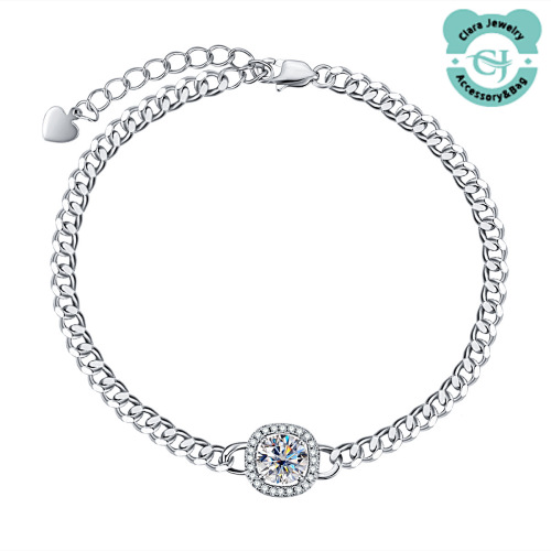 Cuban Chain Sterling Silver Bracelet 1 Carat