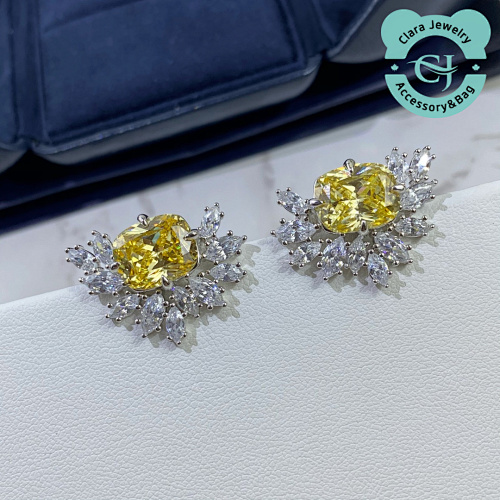 9 2 5 Imported Customized Radiant Cutting Material Lucky Yellow Sapphire Earrings202406071