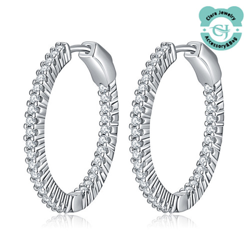 Silver Beauty Hoop Earrings With Moissanite Diamonds