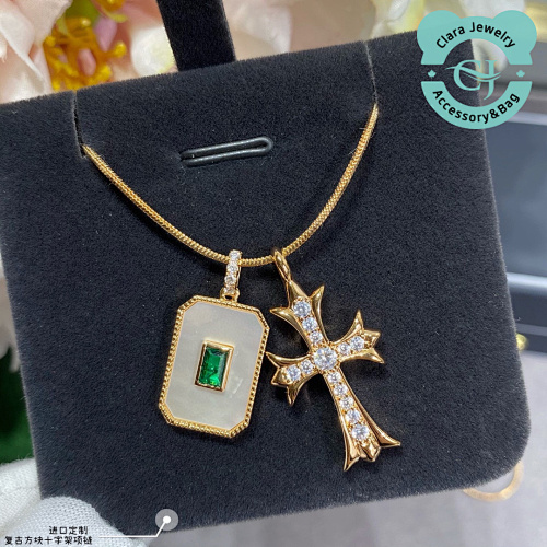 Vintage Square White Shell Cross Necklace