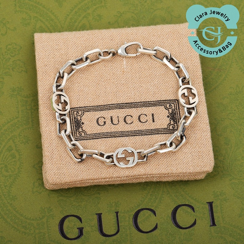 Interlocking Double G Silver Bracelet