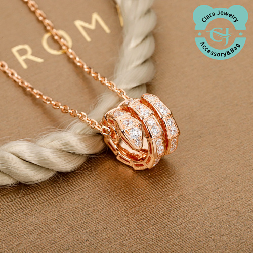 Double Circle Diamond Snake Necklace