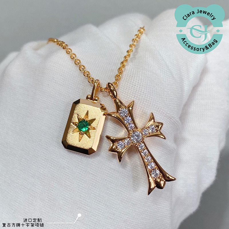 Vintage Square Cross Necklace