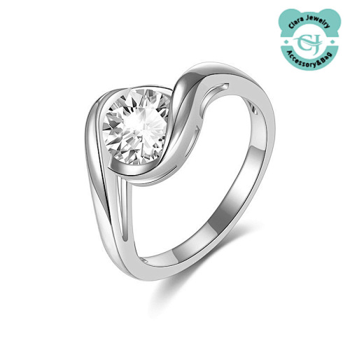 Silver Inlaid Moissanite New European And American Hot Fashion Ring