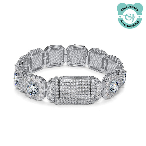 S925 Sterling Silver Europe And The United States Hip Hop Main Stone Icing Sugar Moissanit