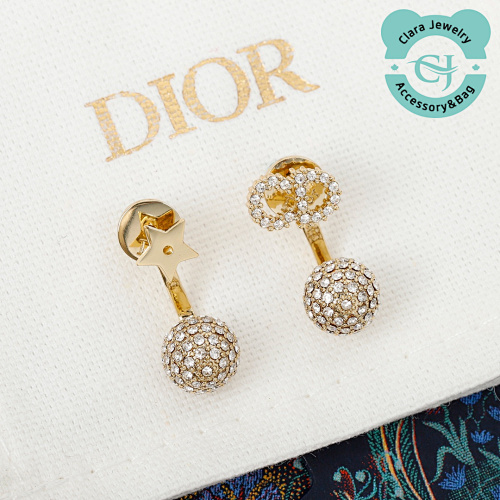 Classic Cd Five-Pointed Star Rhinestone Earrings