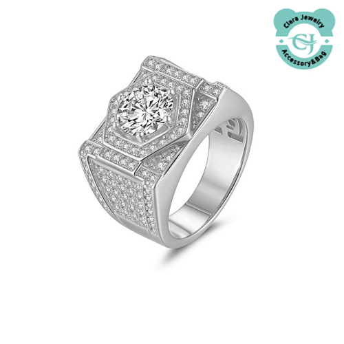 Square 2 Carat Full Diamond Mens Ring