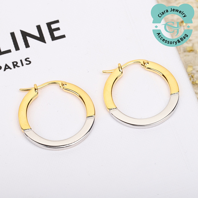 C Gold And Silver Contrast Earrings