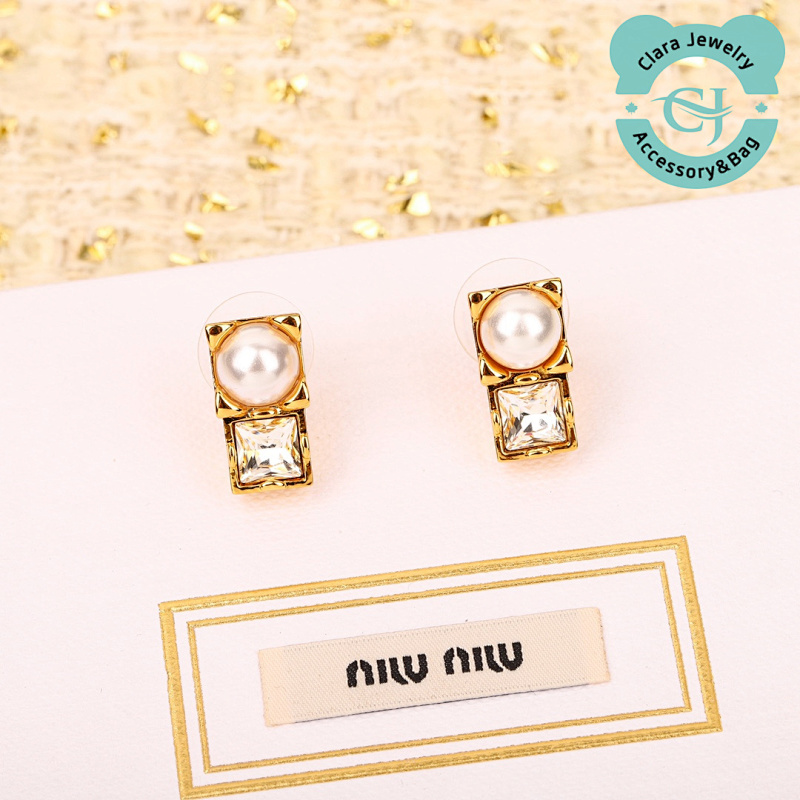 M U-Bead Diamond Double Spell Earrings