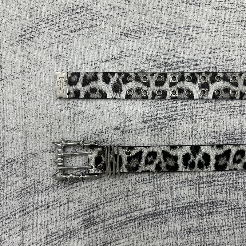 Etheria 3D-Printed Leopard Print Punk Buckle Streetwear Belt