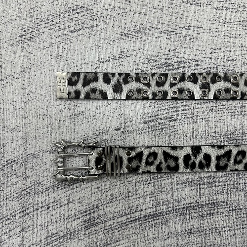 Etheria 3D-Printed Leopard Print Punk Buckle Streetwear Belt