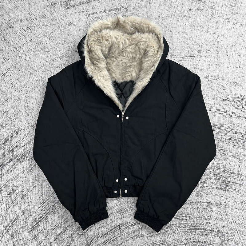 Etheria Short Padded Jacket With Fur-Trimmed Hood