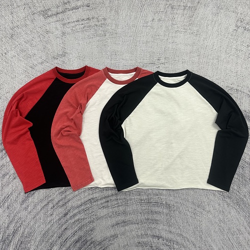 Etheria 100 Slub Cotton Textured Cropped Distressed Raglan Long-Sleeve Top