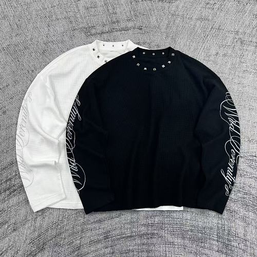 Etheria Waffle-Texture Digitally Printed Boxy Long-Sleeve Top