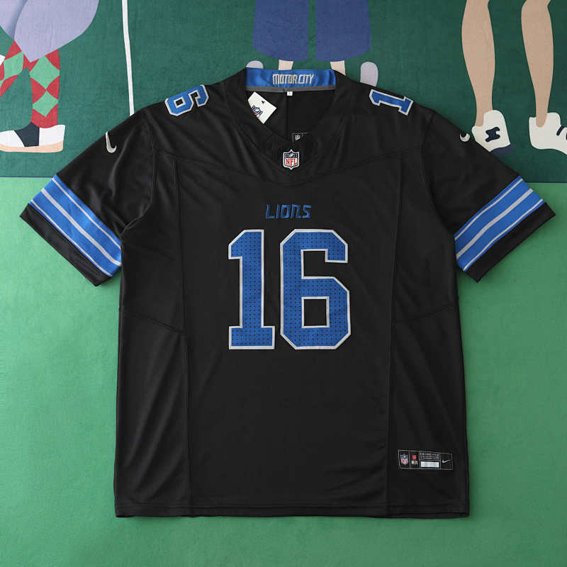Detroit Lions Black 3th Generation 16 Goff