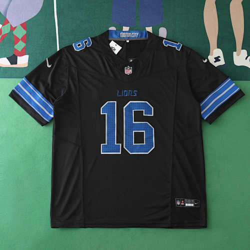 Detroit Lions Black 3th Generation 16 Goff