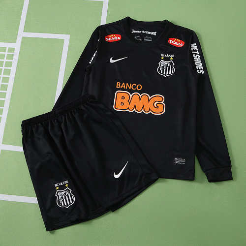 Santos FC Black Retro Long Sleeves Kids Kit