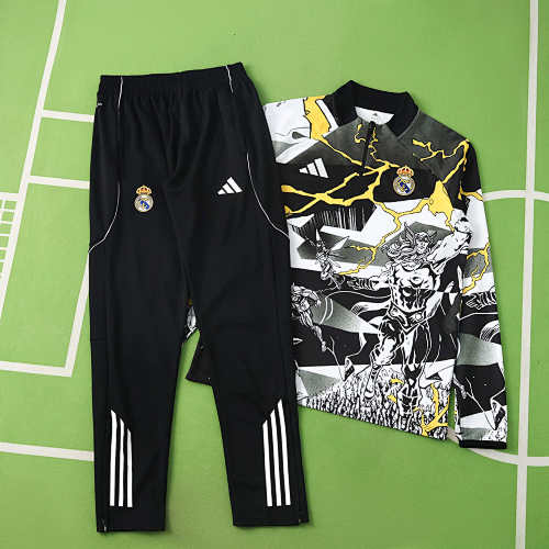 Real Madrid CF Marvel Black Half Pull Training Suit