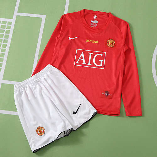Manchester United F.C. Home Champions League Long Sleeves Kids Kit