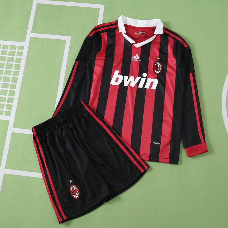 A.C. Milan Home Retro Long Sleeves Kids Kit