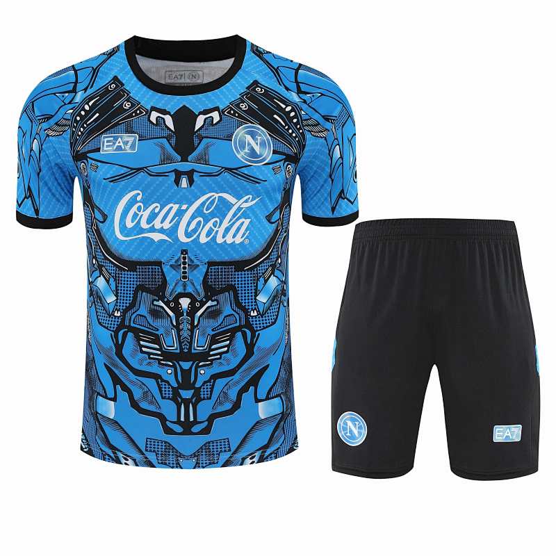 S.s.c. Napoli Training Clothes Suit Short Sleeve Fan Version